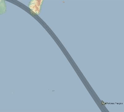 Map of the eclipse path across French Southern and Antarctic Lands on 08/31/2361