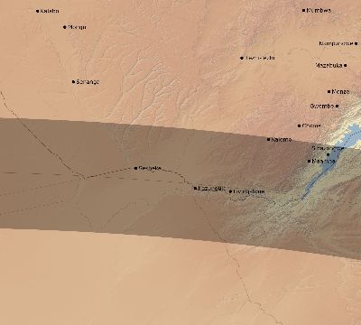 Map of the eclipse path across Zambia on 08/31/2361