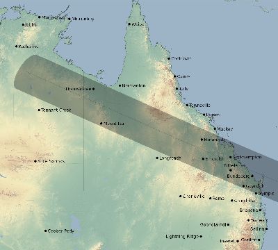 Map of the eclipse path across Australia on 01/05/2364