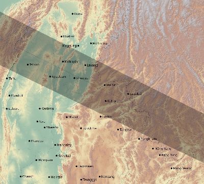 Map of the eclipse path across Myanmar on 12/24/2364