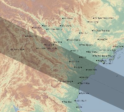 Map of the eclipse path across Vietnam on 12/24/2364