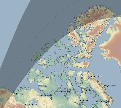 Map of the eclipse path across Canada on 05/10/2366