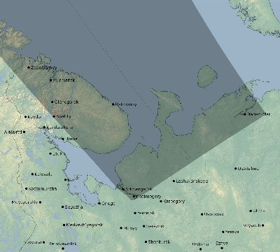 Map of the eclipse path across Russia on 05/10/2366