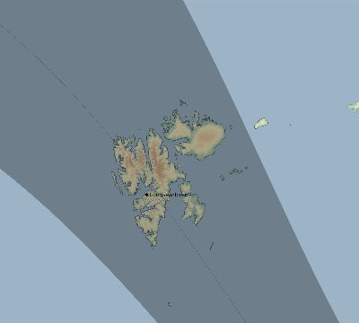Map of the eclipse path across Svalbard and Jan Mayen on 05/10/2366