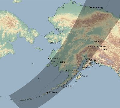 Map of the eclipse path across United States on 05/10/2366