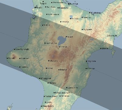 Map of the eclipse path across New Zealand on 11/03/2366