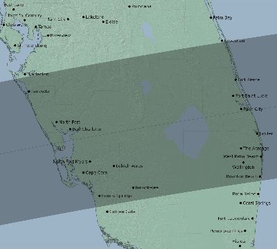 Map of the eclipse path across United States on 04/29/2367