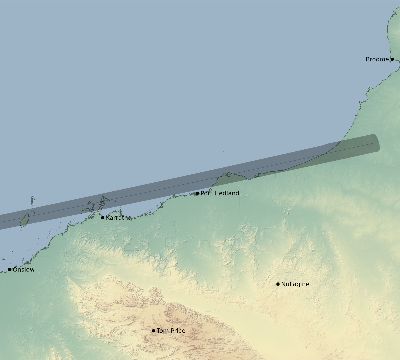 Map of the eclipse path across Australia on 10/24/2367