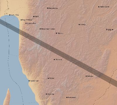 Map of the eclipse path across Burundi on 10/24/2367