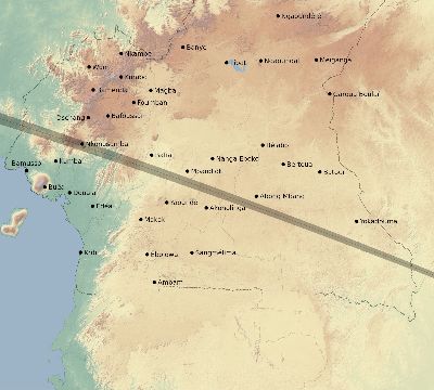 Map of the eclipse path across Cameroon on 10/24/2367