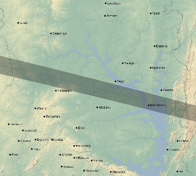 Map of the eclipse path across Ghana on 10/24/2367