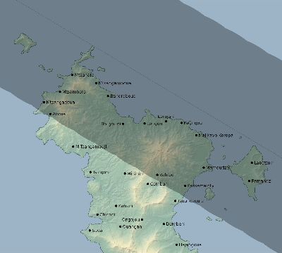 Map of the eclipse path across Mayotte on 10/24/2367