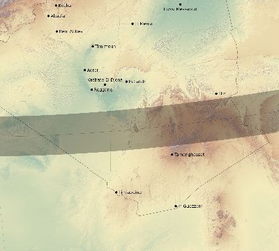 Map of the eclipse path across Algeria on 10/12/2368