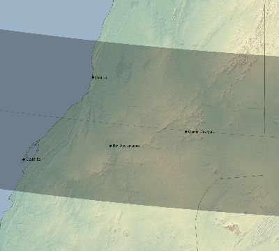 Map of the eclipse path across Western Sahara on 10/12/2368