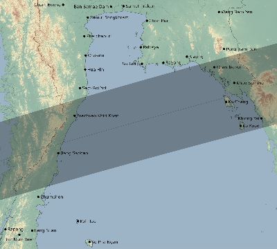 Map of the eclipse path across Thailand on 02/16/2371