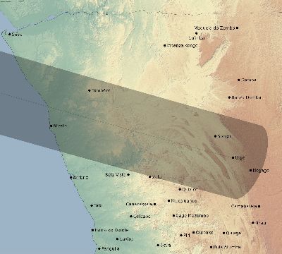 Map of the eclipse path across Angola on 08/11/2371