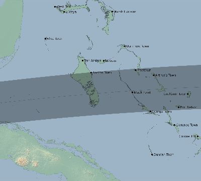 Map of the eclipse path across Bahamas on 08/11/2371