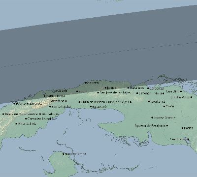 Map of the eclipse path across Cuba on 08/11/2371