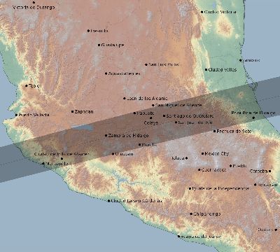 Map of the eclipse path across Mexico on 08/11/2371