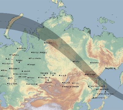 Map of the eclipse path across Russia on 07/31/2372