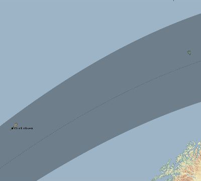 Map of the eclipse path across Svalbard and Jan Mayen on 07/31/2372