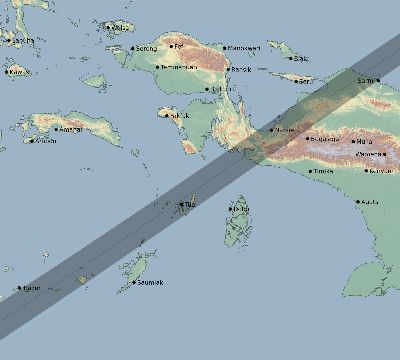 Map of the eclipse path across Indonesia on 06/11/2374