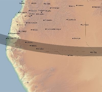 Map of the eclipse path across Angola on 12/04/2374