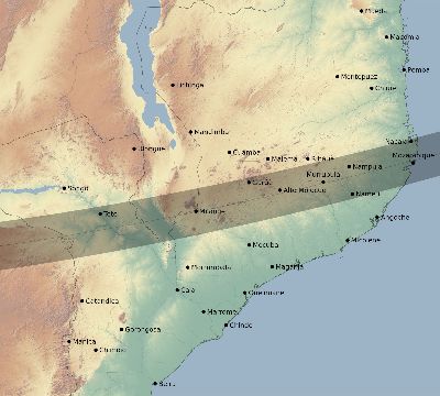 Map of the eclipse path across Mozambique on 12/04/2374