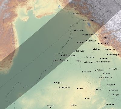 Map of the eclipse path across India on 05/31/2375