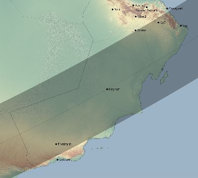 Map of the eclipse path across Oman on 05/31/2375