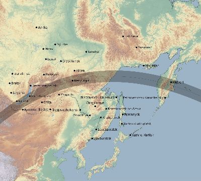 Map of the eclipse path across Russia on 05/31/2375