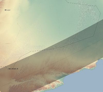 Map of the eclipse path across Saudi Arabia on 05/31/2375