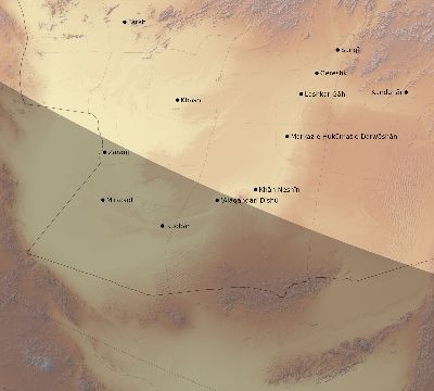 Map of the eclipse path across Afghanistan on 10/03/2377
