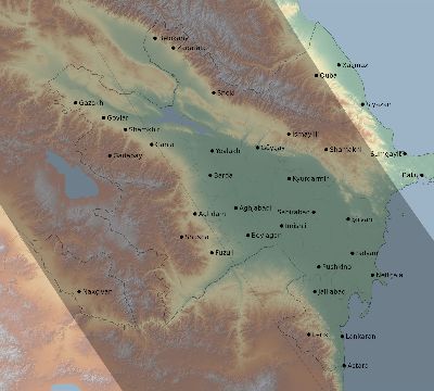 Map of the eclipse path across Azerbaijan on 10/03/2377