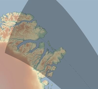 Map of the eclipse path across Greenland on 10/03/2377