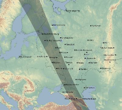 Map of the eclipse path across Russia on 10/03/2377