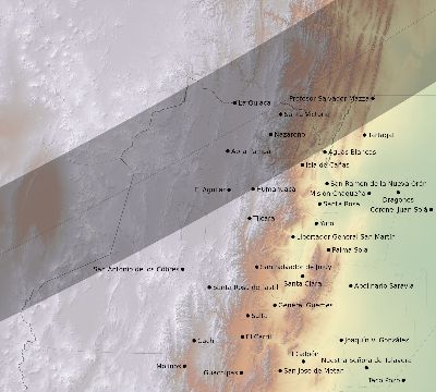 Map of the eclipse path across Argentina on 03/29/2378