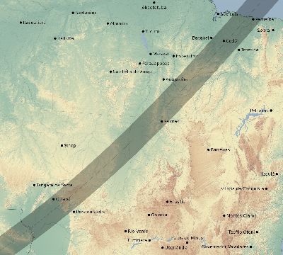 Map of the eclipse path across Brazil on 03/29/2378
