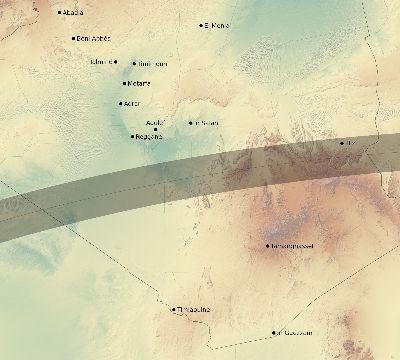 Map of the eclipse path across Algeria on 03/29/2378