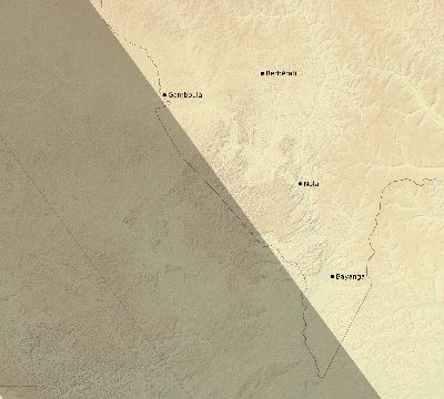 Map of the eclipse path across Central African Republic on 09/22/2378