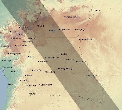 Map of the eclipse path across Cameroon on 09/22/2378