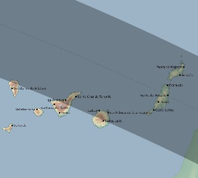 Map of the eclipse path across Spain on 09/22/2378