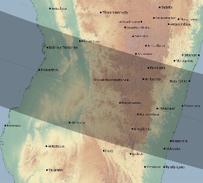 Map of the eclipse path across Madagascar on 09/22/2378