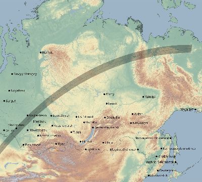 Map of the eclipse path across Russia on 03/19/2379