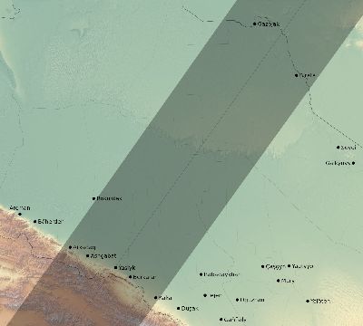 Map of the eclipse path across Turkmenistan on 03/19/2379