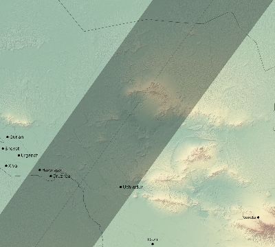 Map of the eclipse path across Uzbekistan on 03/19/2379