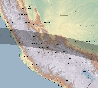 Map of the eclipse path across Peru on 09/11/2379