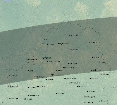 Map of the eclipse path across Belarus on 07/22/2381