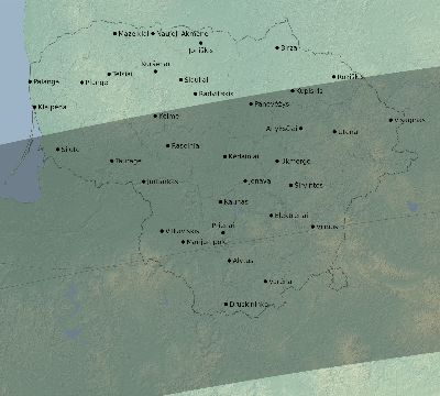 Map of the eclipse path across Lithuania on 07/22/2381