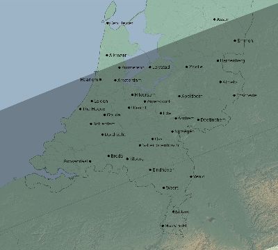 Map of the eclipse path across Netherlands on 07/22/2381